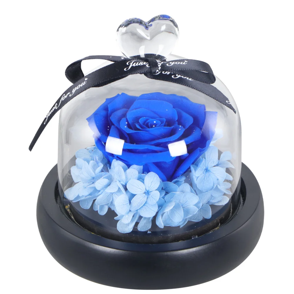 

Glowing Eternal Rose Decor Glass Cover Desktop Adornment Home Ornament Valentine's Day Gift for without Battery with Gift