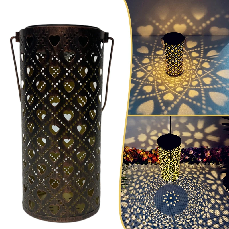 

Unique Solar Metal Lantern For Garden Decoration With Handle Outdoor Solar Garden Light Decor For Yard Fence Garland Street