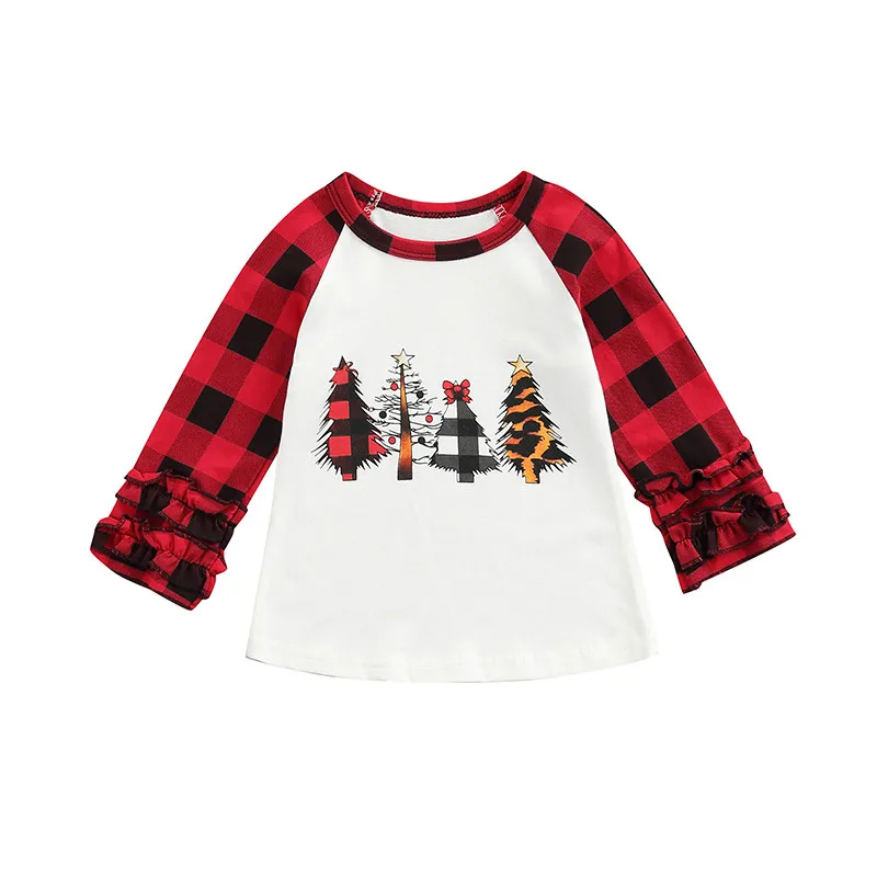 

Детская Повседневная футболка с длинным рукавом для маленьких девочек, топы, Повседневный пуловер с круглым вырезом и мультяшным рождестве...