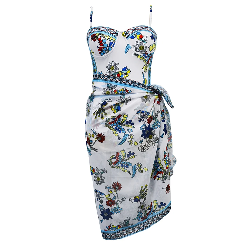 2021 пуш-ап женский купальник на косточках с саронгом купальники накидки Монокини