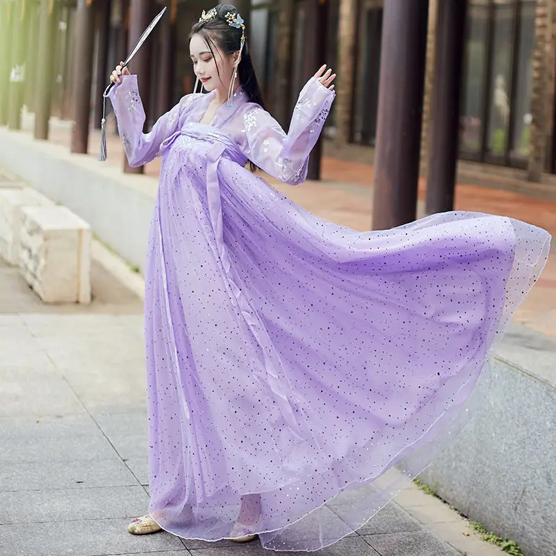 XinHuaEase Hanfu женские розовые китайское традиционное платье танцевальный сказочный
