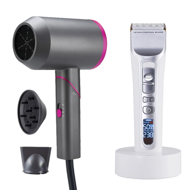 Electric Hair Clipper USB Charge Titanium Ceramic Blade LCD Display Hair Trimmer Foldable Hair Dryer Hair Styling Tools