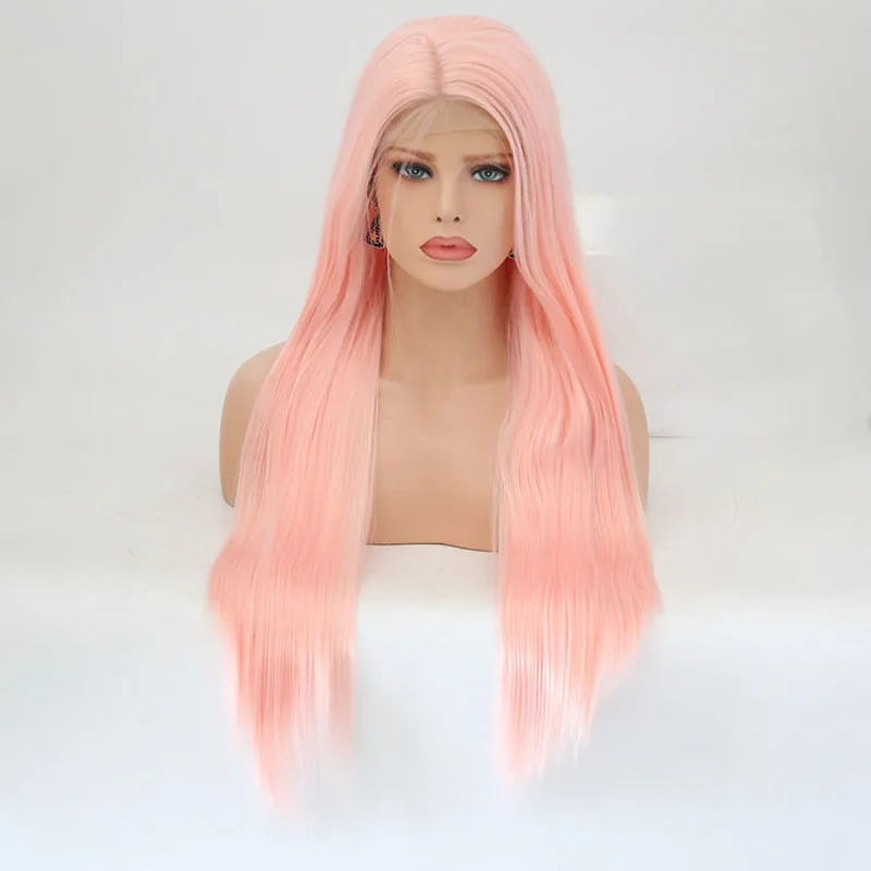Silky Straight  Cosplay Lace Wigs Milddle Part 13x4 Lace Front Wig Synthetic Heat Resistant Fiber Hair for Women with Baby Hair