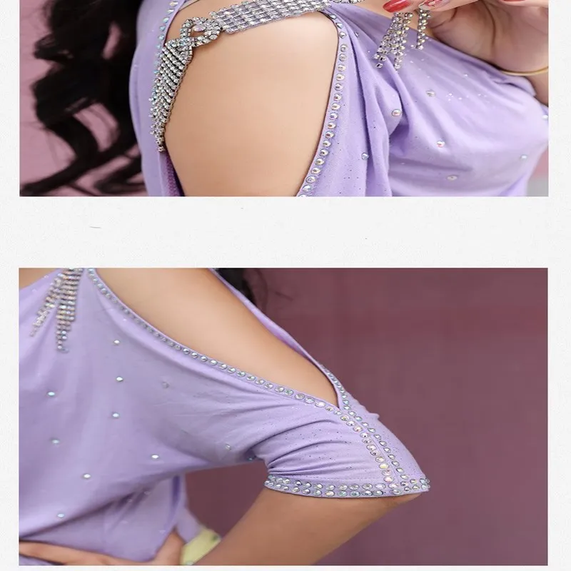 Женский костюм для восточного танца живота длинное платье контрастных цветов с