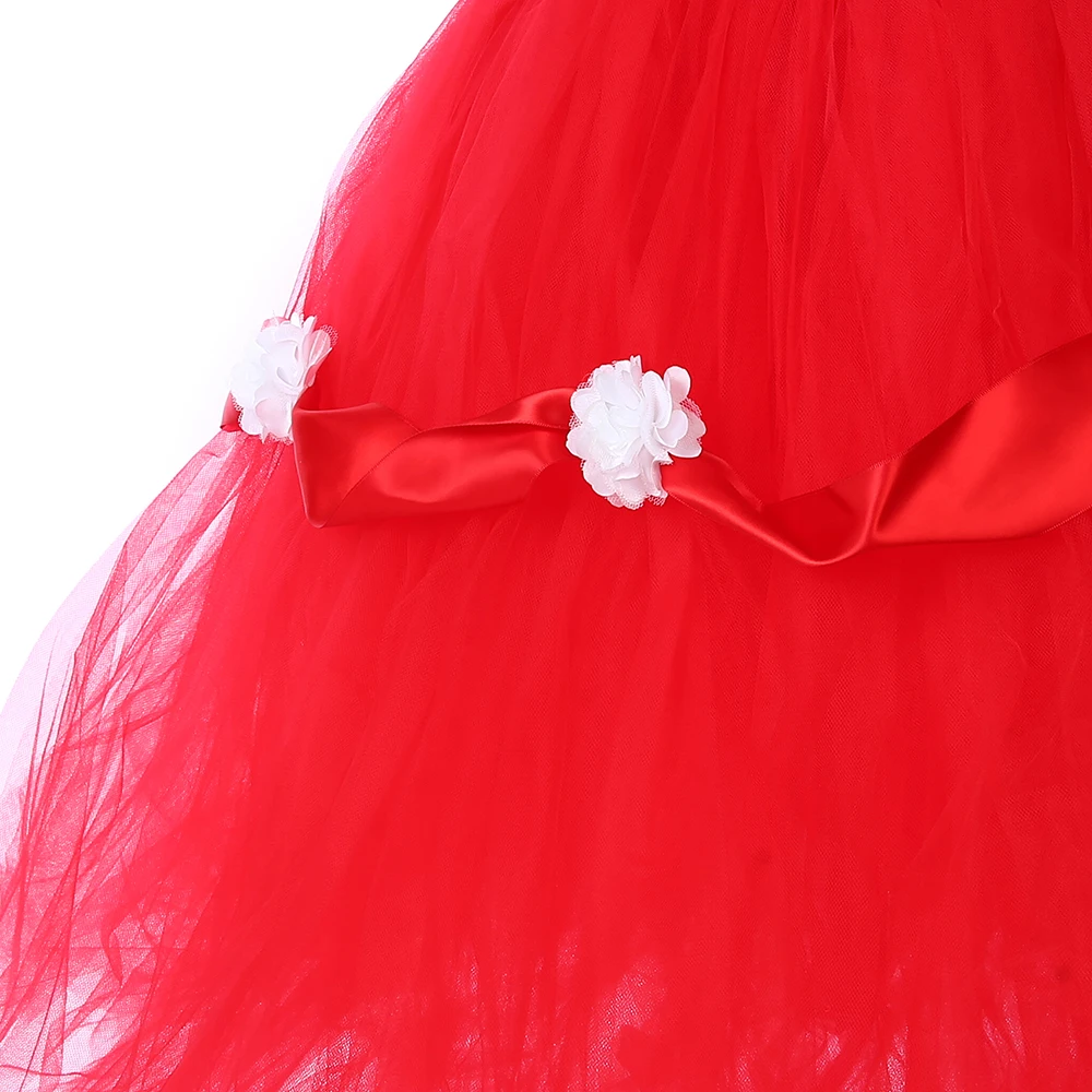 Red Princess Tutu Dress Ankle-Length Girl Kids Birthday Party Child Tulle Flower Dresses for Weddings Pageant Gown | Детская одежда и