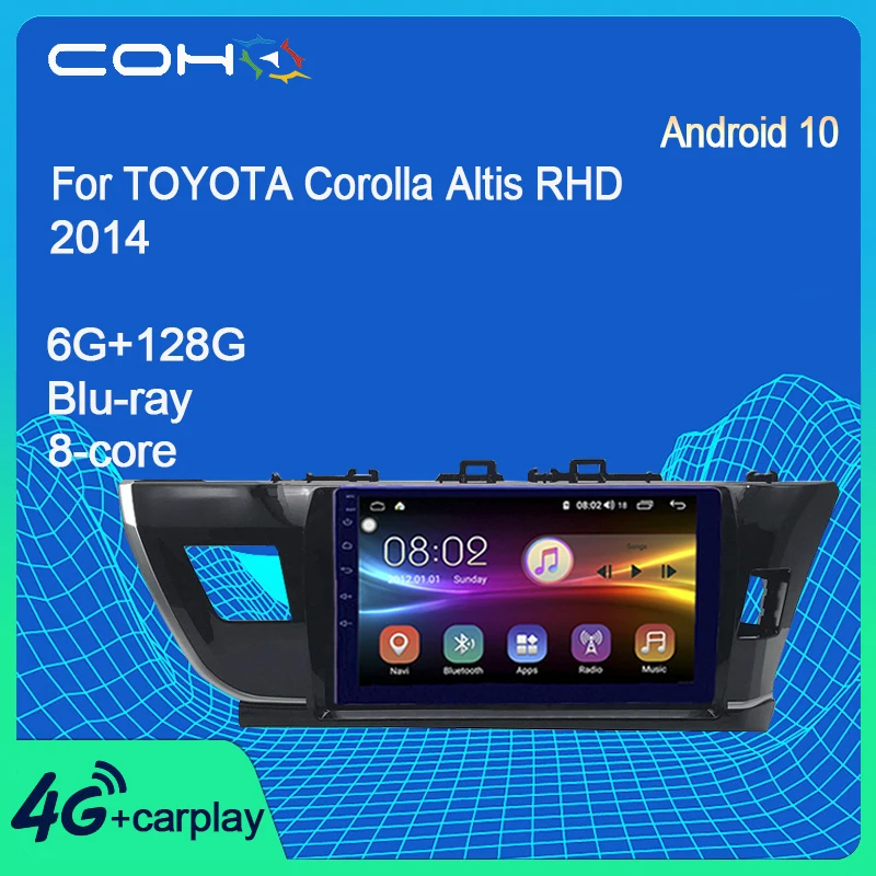 COHO для TOYOTA Corolla /Altis RHD 2014-2016 IPS экран Радио Автомобильное стерео Android 10 8-Core 6 + 1284g |