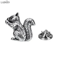 laidojin novelty squirrel brooch pin badges high quality metal cartoon animal lapel pin suit coat hats accessories man gift