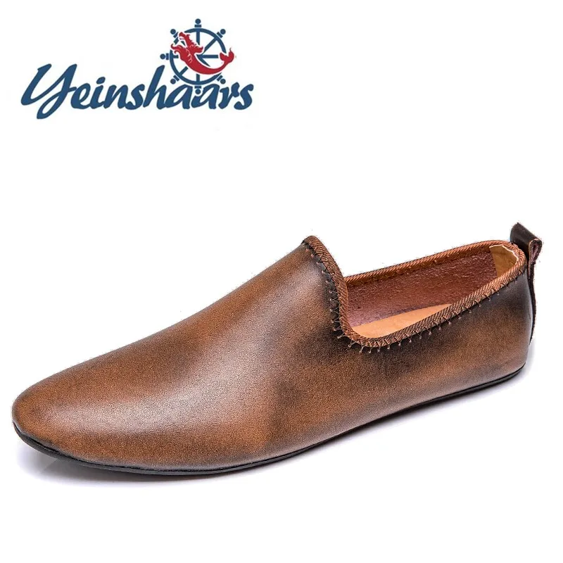 Мужские лоферы Кожаная повседневная обувь классические стильные слипоны