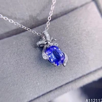 fine jewelry 925 sterling silver inlay with natural gemstone womens popular classic insect tanzanite pendant necklace support d