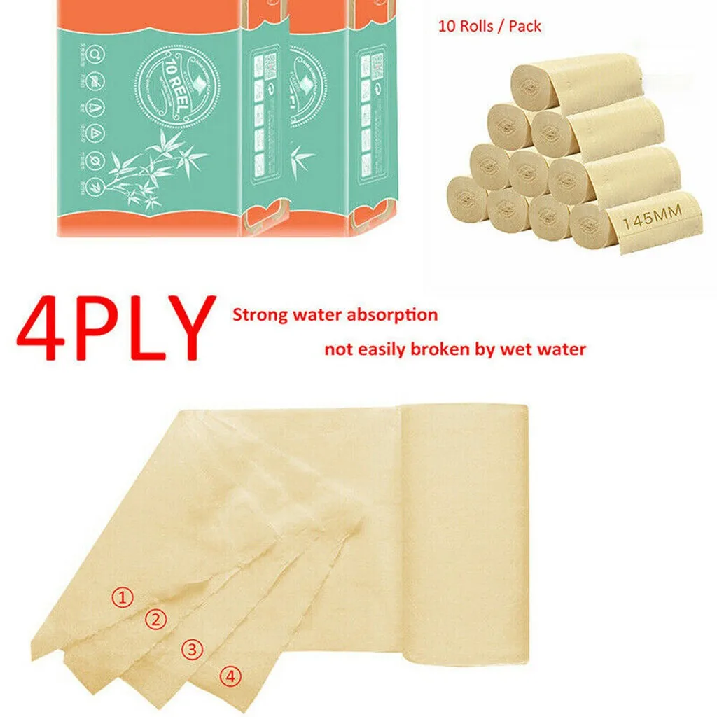 10 шт. три слоя туалетной бумаги натуральная бамбуковая целлюлоза лицевая бумага