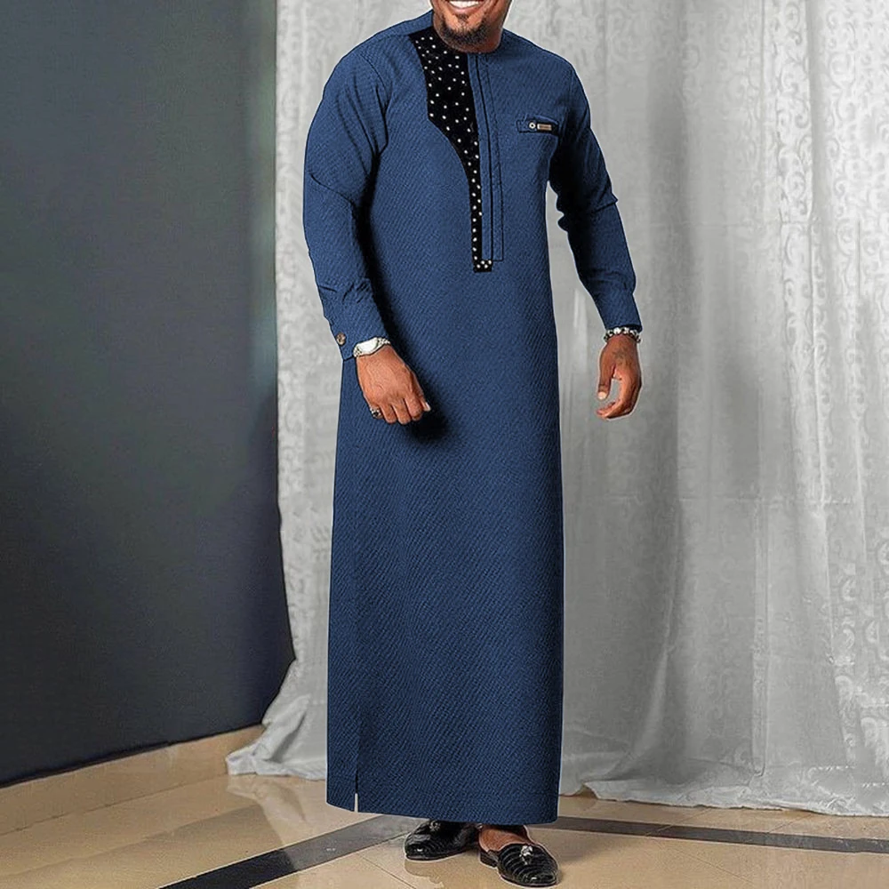 

Men's African Dress Dashiki For Men Tradition Rich Kaftan Long Sleeve Blue Plus Size Long Shirt Robe Casual Fall Man Clothing