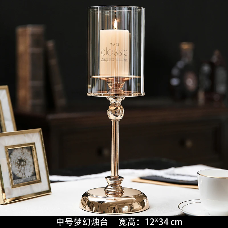 

Glass Luxury Candle Holder Nordic Style Gold Vintage Candle Holder Romantic Dinner Table Porta Velas Home Decoration WF50ZT