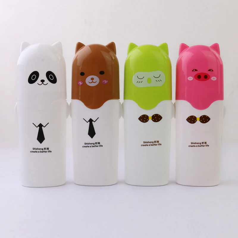 

Cartoon Bear Toothpaste Toothbrush Holder Bathroom Accessories Portable Travel Toothbrush Cover Cup Bathroom Organizer