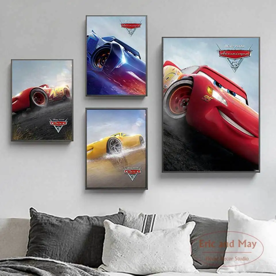 Car 3 Lightning Mcqueen Posters And Prints Modern Nordic Wall Art Printing Canvas Painting Pictures For Kids Room Decor | Дом и сад
