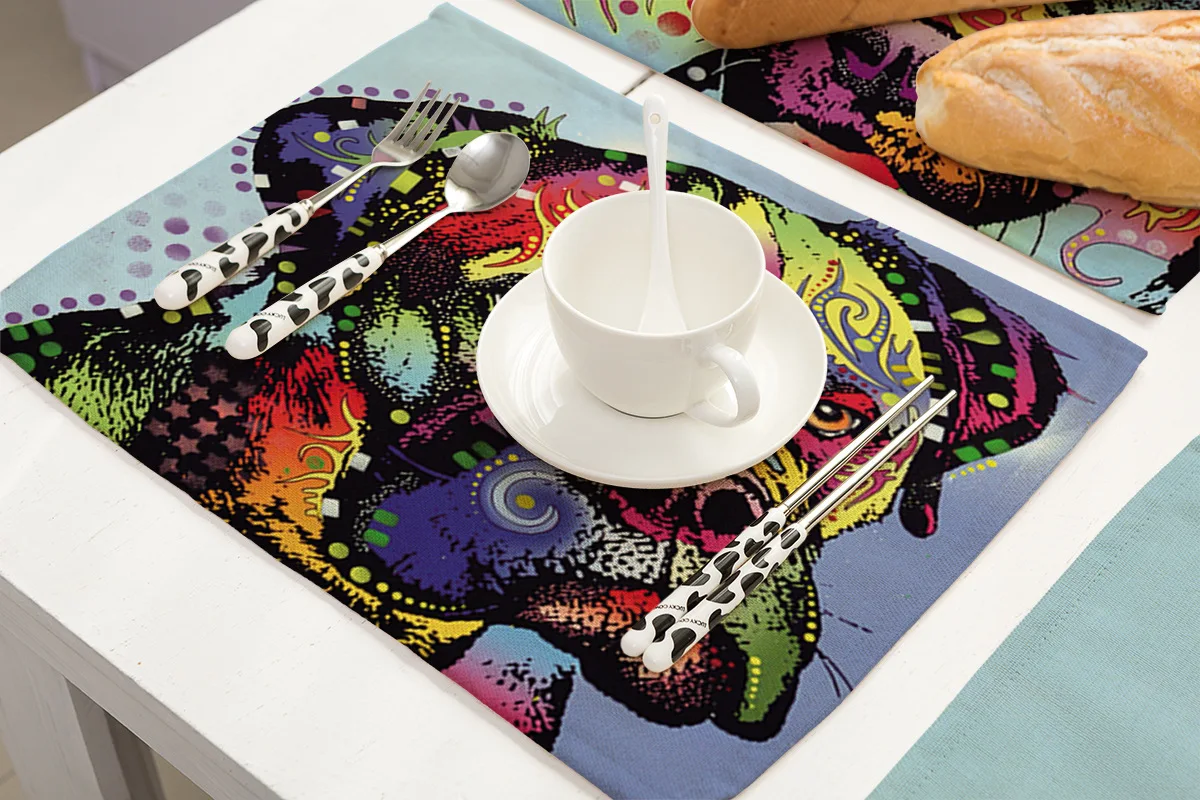 Хлопковая льняная подставка с принтом животных для обеденного стола подставки