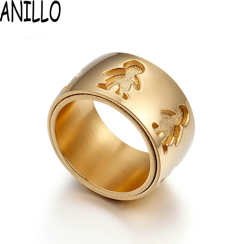 ANILLO, женские вращающиеся матовые кольца, трендовые, для мальчиков и девочек, форма, любовь, золото, серебро, цвет, нержавеющая сталь, обещают, свадебные ювелирные изделия