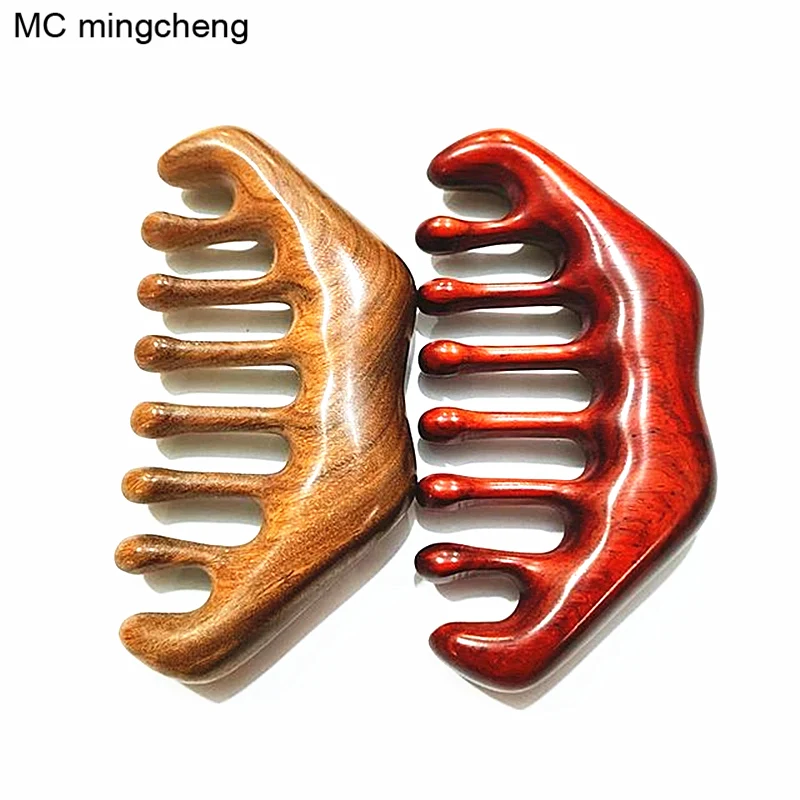 

MC new five tooth meridian massage comb green sandalwood health care wide tooth comb big tooth massage head treatment wood comb