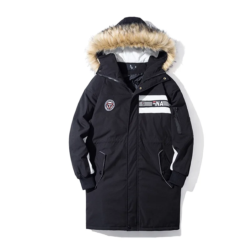 

2019 New Hip Hop Long Jackets Parkas Winter Men Streetwear Warm Coat Windbreaker Oversize Harajuku Outwear Black Red MG319