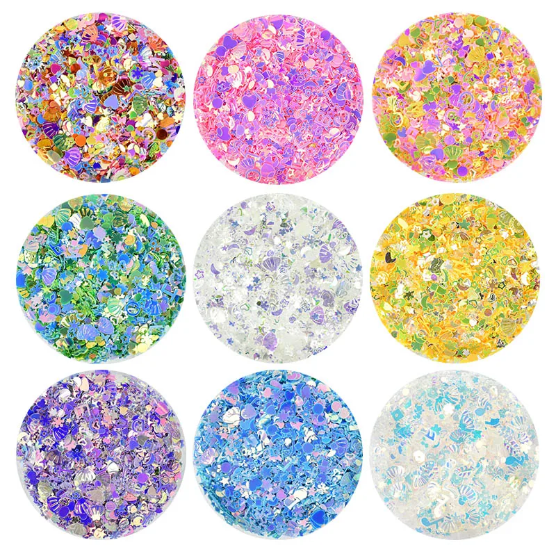 

10g Mix Hollow Nail Art Glitter Flakes For Craft Glittering Star Heart Shell Sequin Paillettes DIY Wedding Decoration Confetti