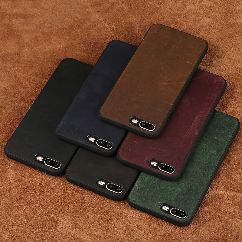 

Leather thin slim phone case For iPhone 7 Plus 8 plus Real leather Back Protect Cover Case For iphone X XR XS MAX cool coque