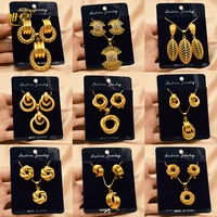 xuhuang france vintage necklace earrings sets for women geometric african plated drop earrings 2021 dubai trendy jewelry gifts
