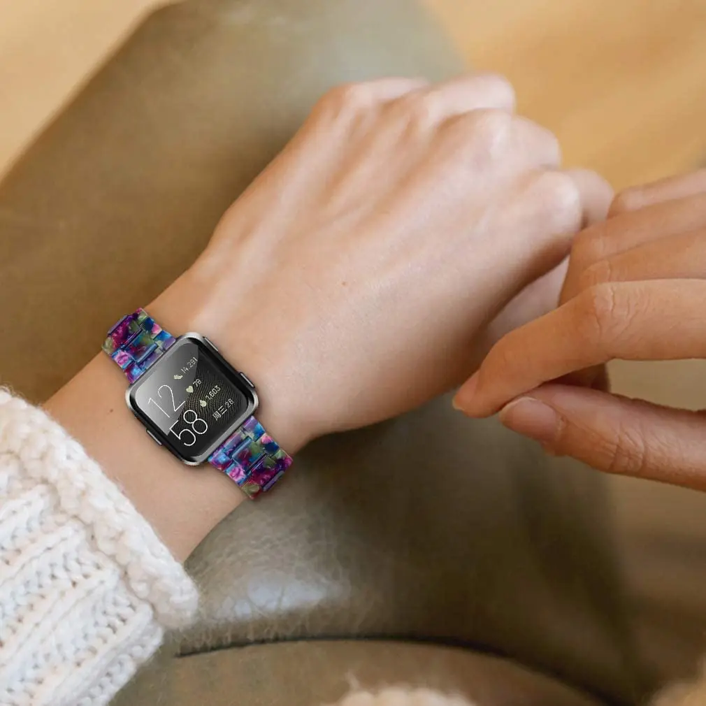 

Bracelet for Fitbit Versa 2,Locase Versa Lite Bright Resin Replacement Strap Watch Band with Metal Buckle Wrist band