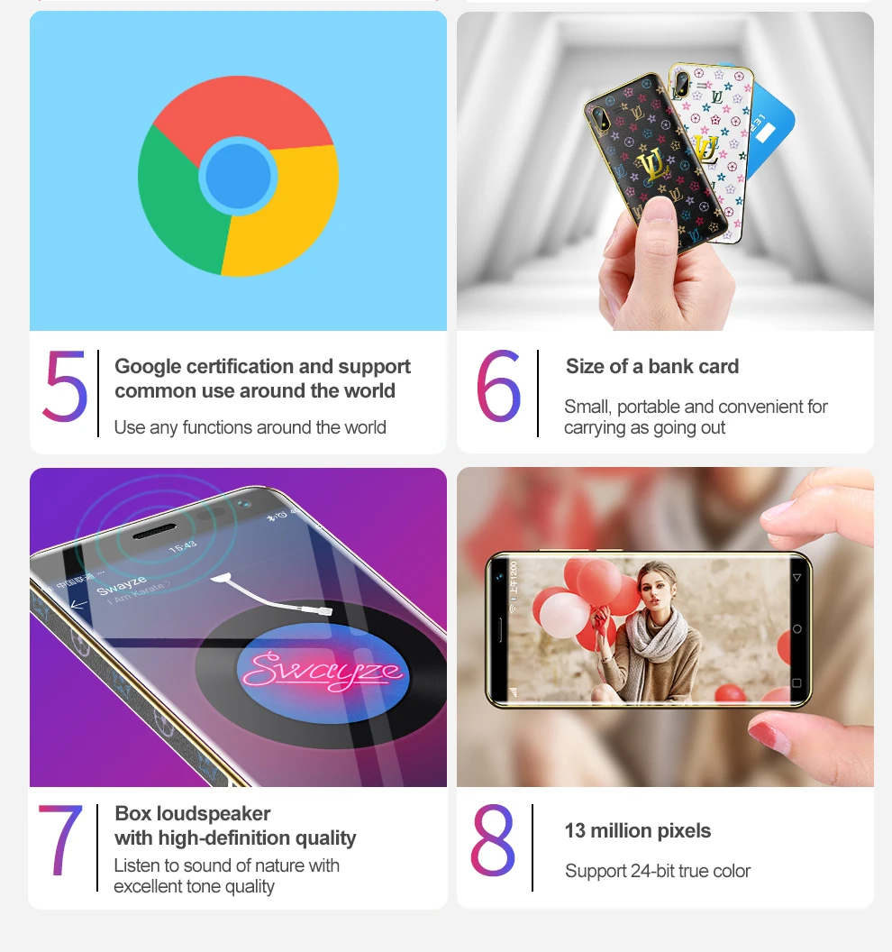 Поддержка Google Play Ulcool U2 мини андроид для мобильного телефона телефон 4G Lte четырехъядерный 1 ГБ 8 ГБ Android 8,1 две sim-карты кожаный маленький смартфон