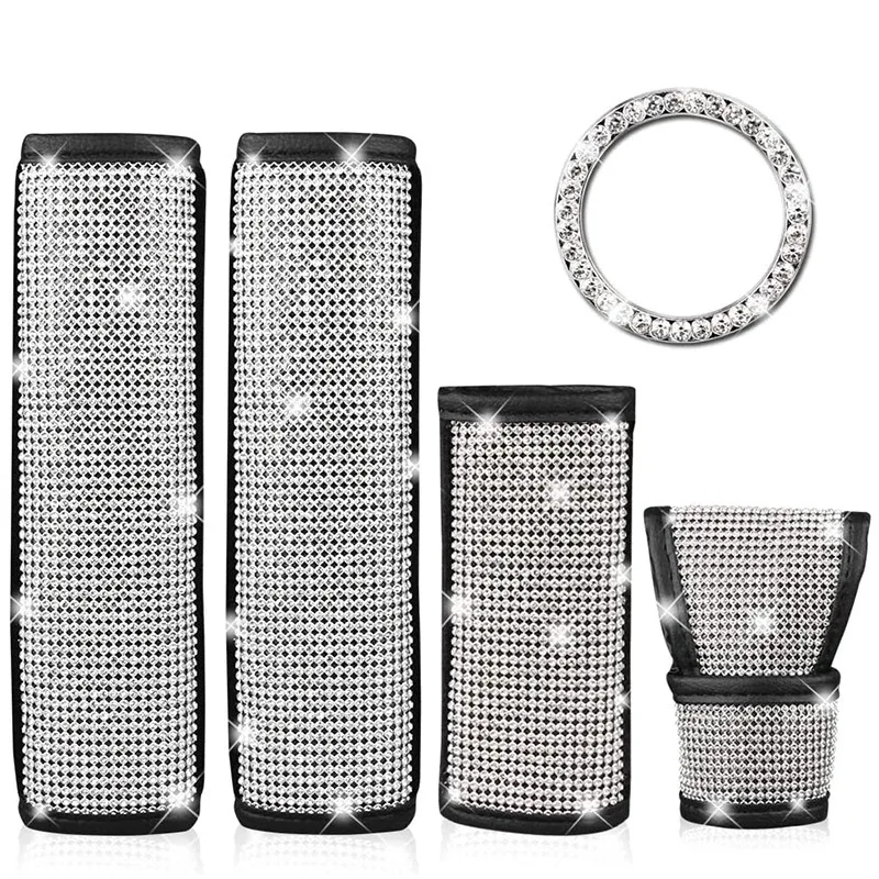 

Автомобильные аксессуары для женщин, блестящие Чехлы для ремня безопасности, блестящие Чехлы для переключения передач, накладки на ручной ...