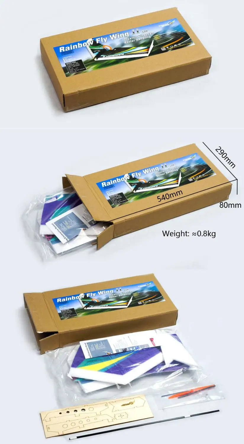 Бесплатная доставка Модель самолета EPP радужные летающие крылья 1000 мм разлетные