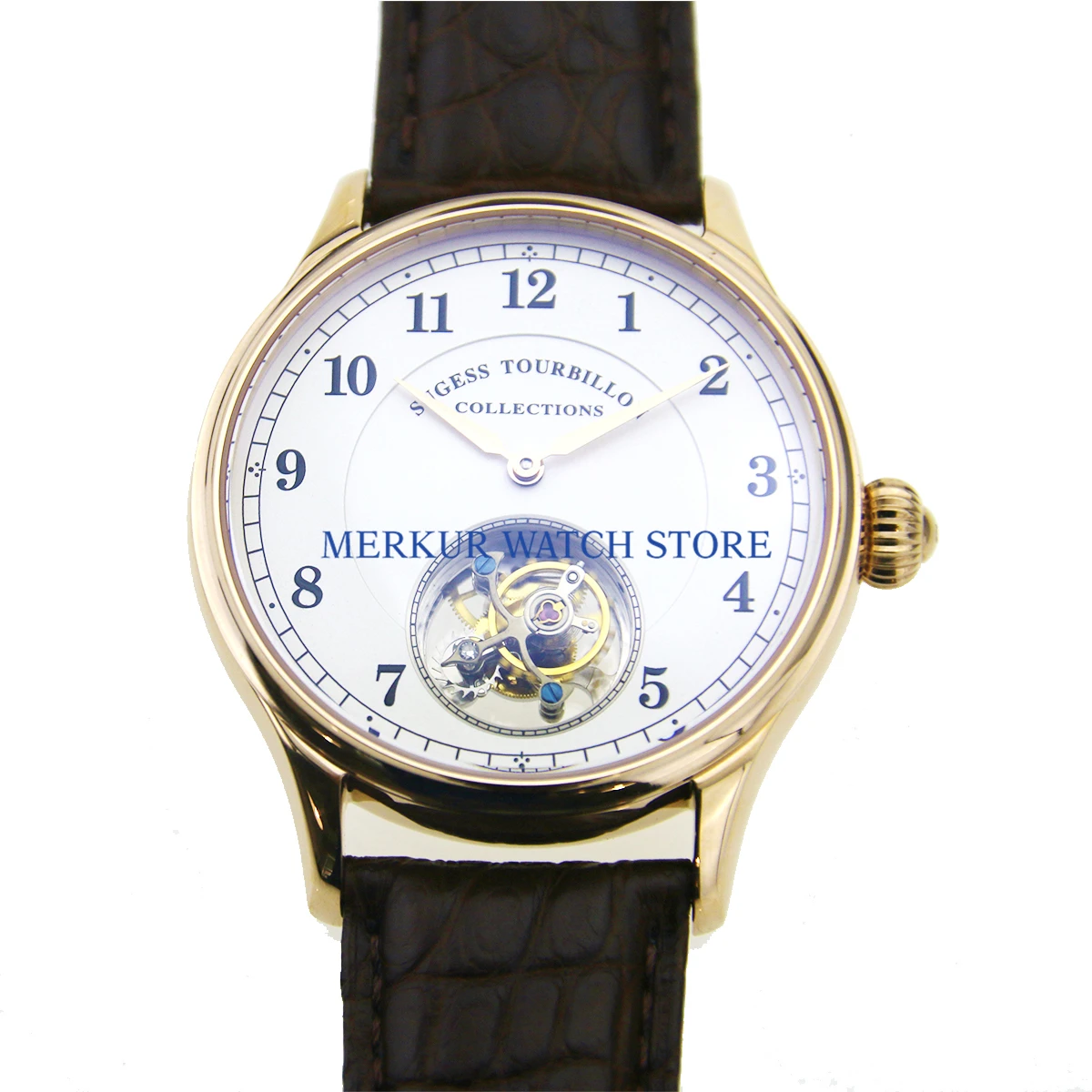 Sugess мужские часы летающие механические чайки ST8000 Tourbillon движение Skelenton роскошное платье позолоченный белый циферблат
