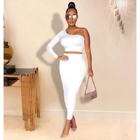 two piece set fall vacation outfits for women one shoulder crop top maxi skirts suits y2k trendy sexy club dress sets