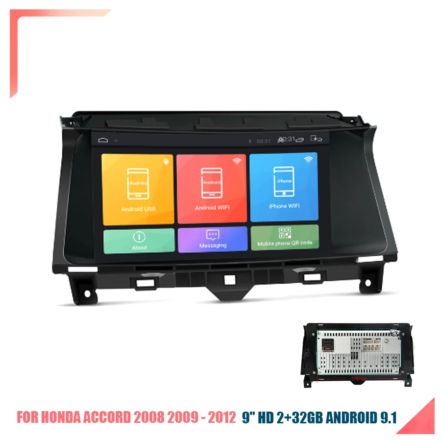 

9" Car Radio GPS Navi Multimedia No Dvd Player 2 + 32GB for Honda Accord 2008 2009 2010 2011 2012 Head Unit