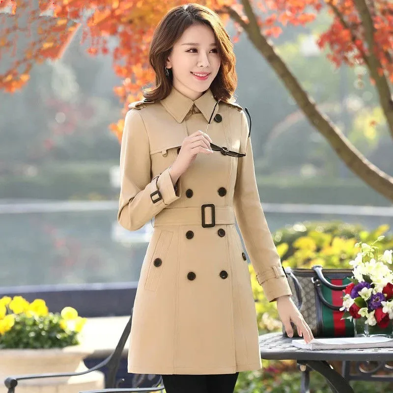 

New Spring Autumn Fashion Khaki Trench Coat Women's Casual With Belt Loose Windbreaker Female Elegant Outerwear Plus Size 4XL