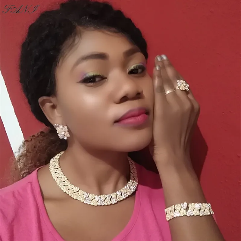 Fani Дубай золотой красочный Ювелирный Набор оптом Нигерия свадебные женские