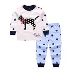 Новый пижамный комплект для девочек на весну и осень, детский хлопковый комплект с длинным рукавом, хлопковое нижнее белье с О-образным вырезом для больших мальчиков