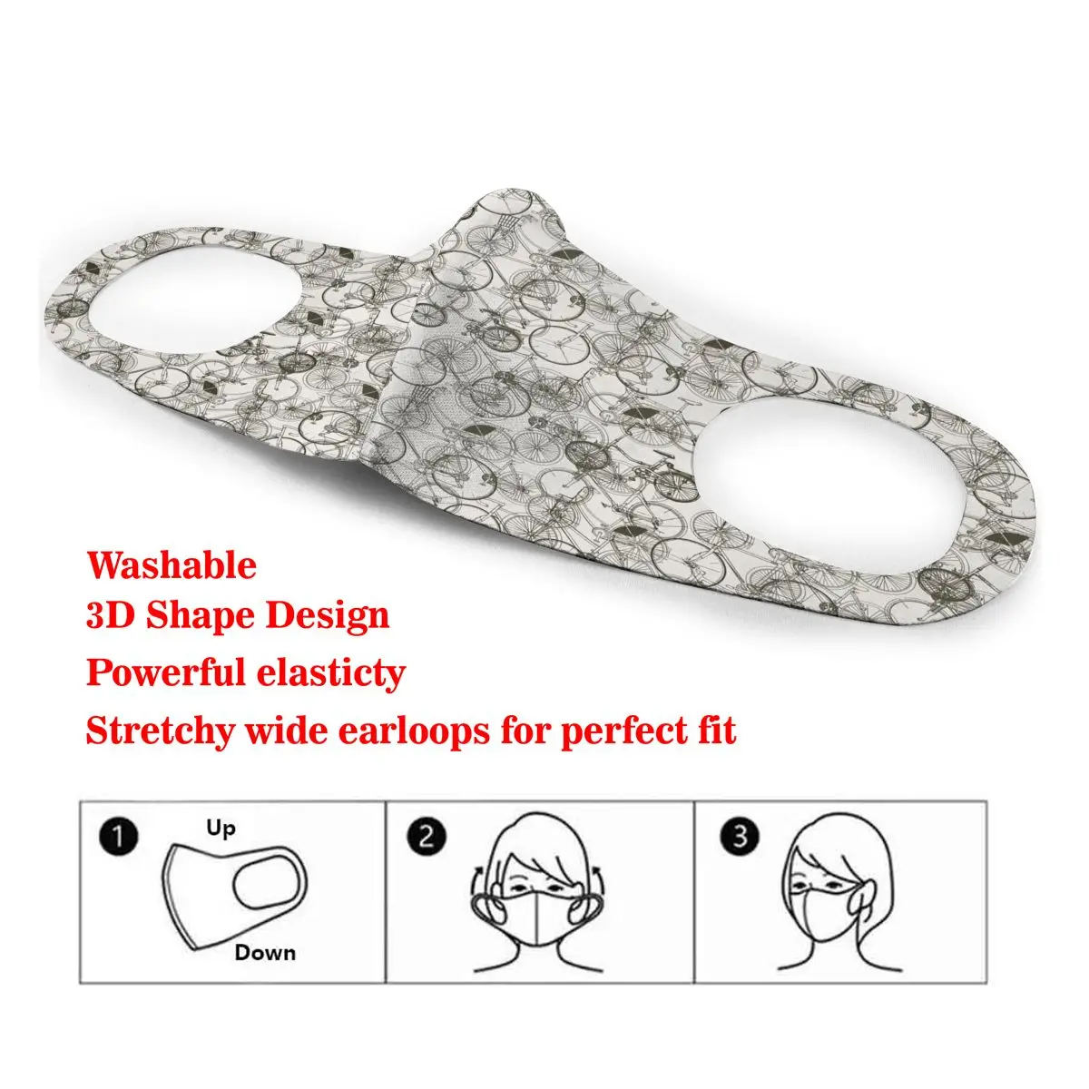 

Dust Mask Sketchy Vintage Retro Various Bicycle Bike Mouth Face Mask for Adult Kids Windproof Washable Reusable