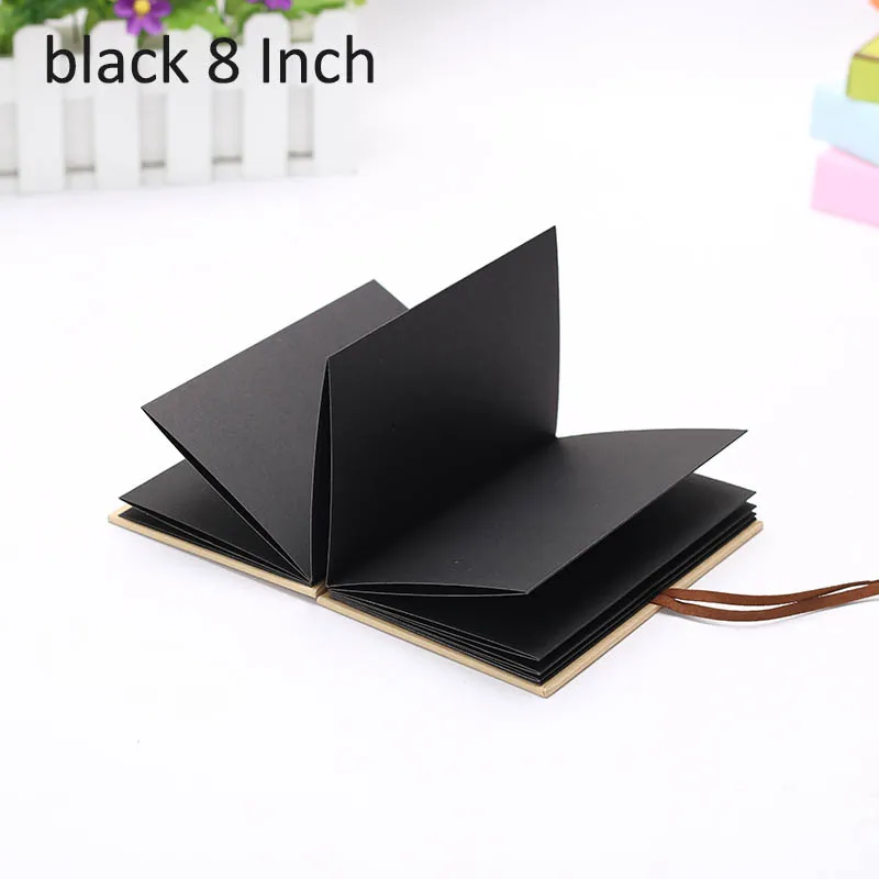 black 8 Inch Крафт-бумаги Бумага ручной работы держатель серии Hardcover с Юбилей Скрап тип пасты Тип ручной свадебный фотоальбом 6/8 дюймов A4 складной DIY Фотоальбом - Цвет: black 8 Inch