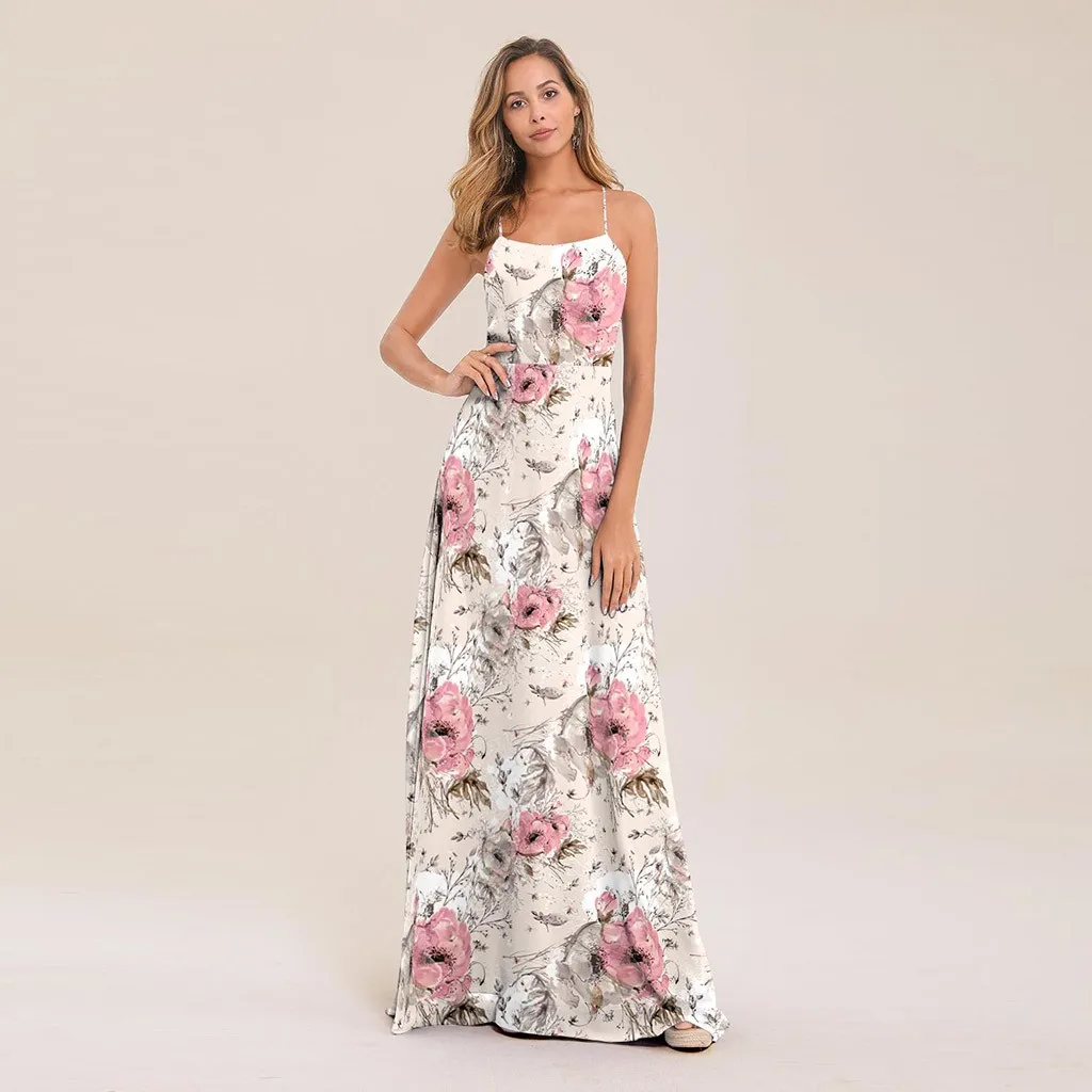 KANCOOLD платье модное женское vestidos с круглым вырезом без рукавов открытой спиной