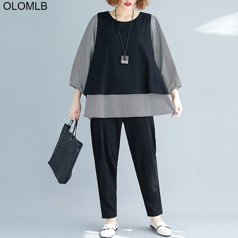 Женская Свободная блузка в полоску Повседневная Туника большого размера с