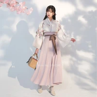 new chinese traditional clothing hanfu festival streetwear dress floral printed elegant folk dance costume fashion top skirt set