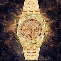 men watches luxury hiphop punk iced out watch gold diamond rhinestone watch for men wristwatch relogio masculino reloj hombre