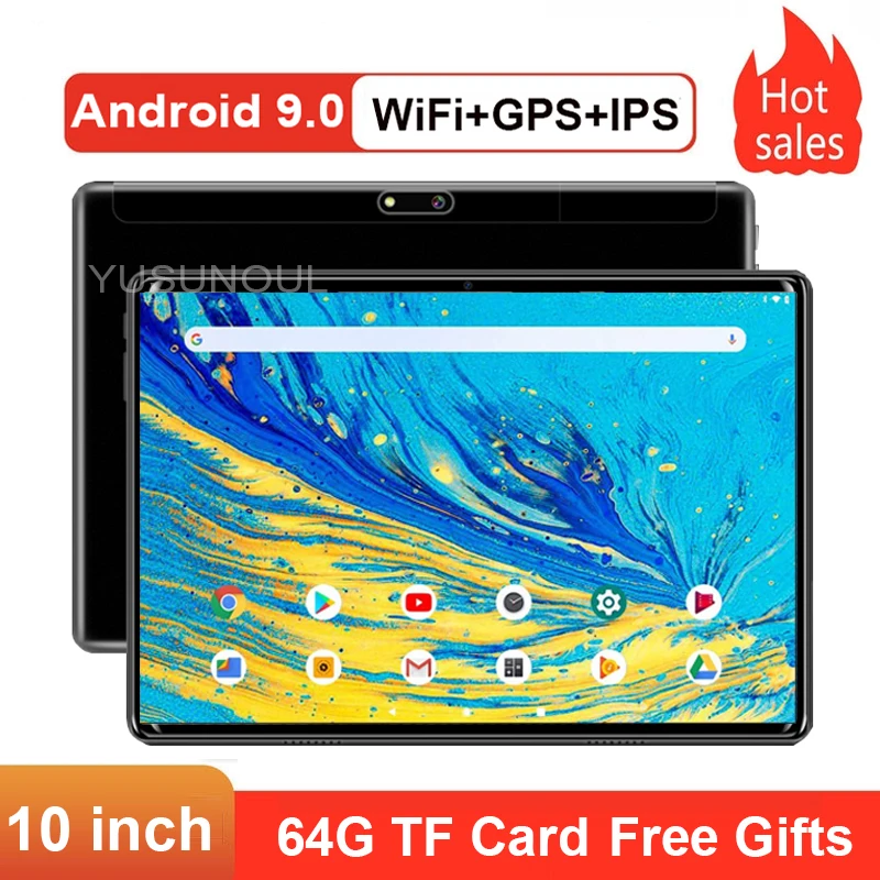 

Android Tablet Google market 10 inch Android 9.0 OS Tablet 32GB ROM Quad Core 2.5D TP IPS 5.0 MP Rear Camera WiFi Tablette 10.1"