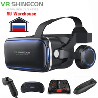 shinecon 6 0 3d vr glasses virtual reality casque 3 d goggles headset helmet box with gamepad for iphone android controller
