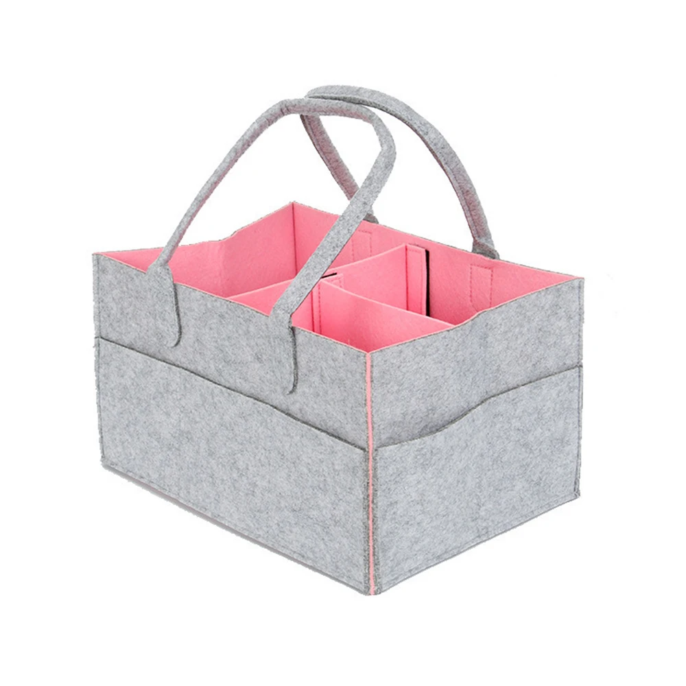 

CYSINCOS Felt Cloth Storage Bag Foldable Baby Large Size Diaper Caddy Changing Table Organiser Toy Storage Basket Car Organizer