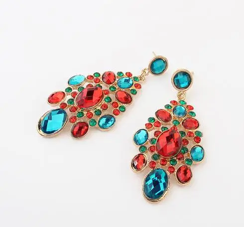 Роскошные Цветные Кристальные свадебные серьги для женщин античное золото