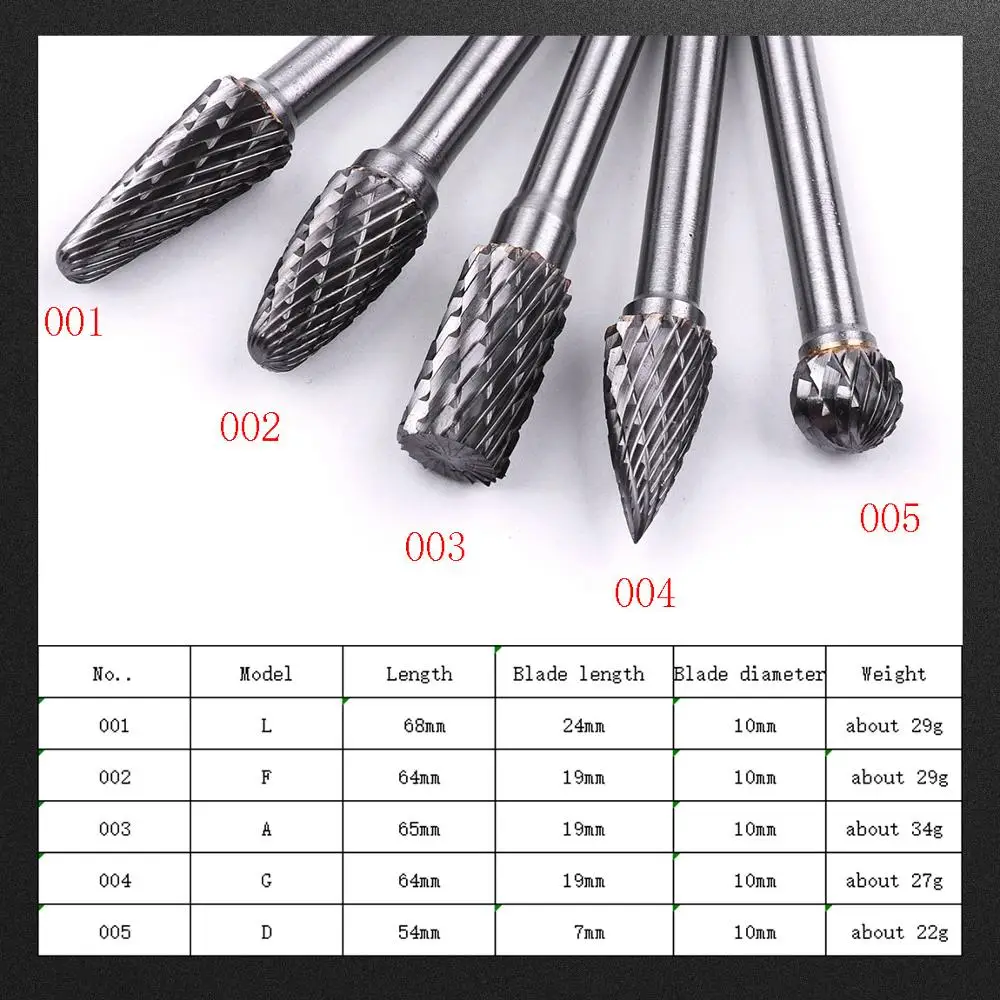 1 шт. 5 головок 10 мм фрезы из карбида вольфрама с вращающейся точкой 6 хвостовик