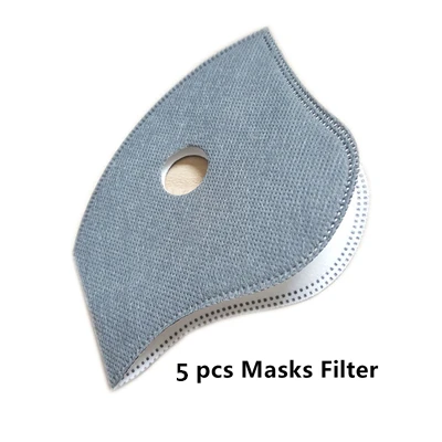 5pcs Filter Мужские и женские MTB дорожные велосипедные маски Анти-загрязнения дышащие велосипедные пылезащитные маски для лица наружная Спортивная ветрозащитная велосипедная маска туристическая - Цвет: 5pcs Filter
