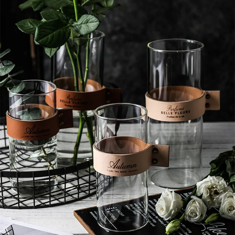 Прозрачная стеклянная ваза CuteLife в скандинавском стиле для цветов гостиной