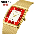 NIBOSI 2020 роскошные золотые часы для Для мужчин квадратные кварцевые часы тонкий Сталь сетки Водонепроницаемый даты наручные часы Для мужчин Топ в подарок Relogio Masculino