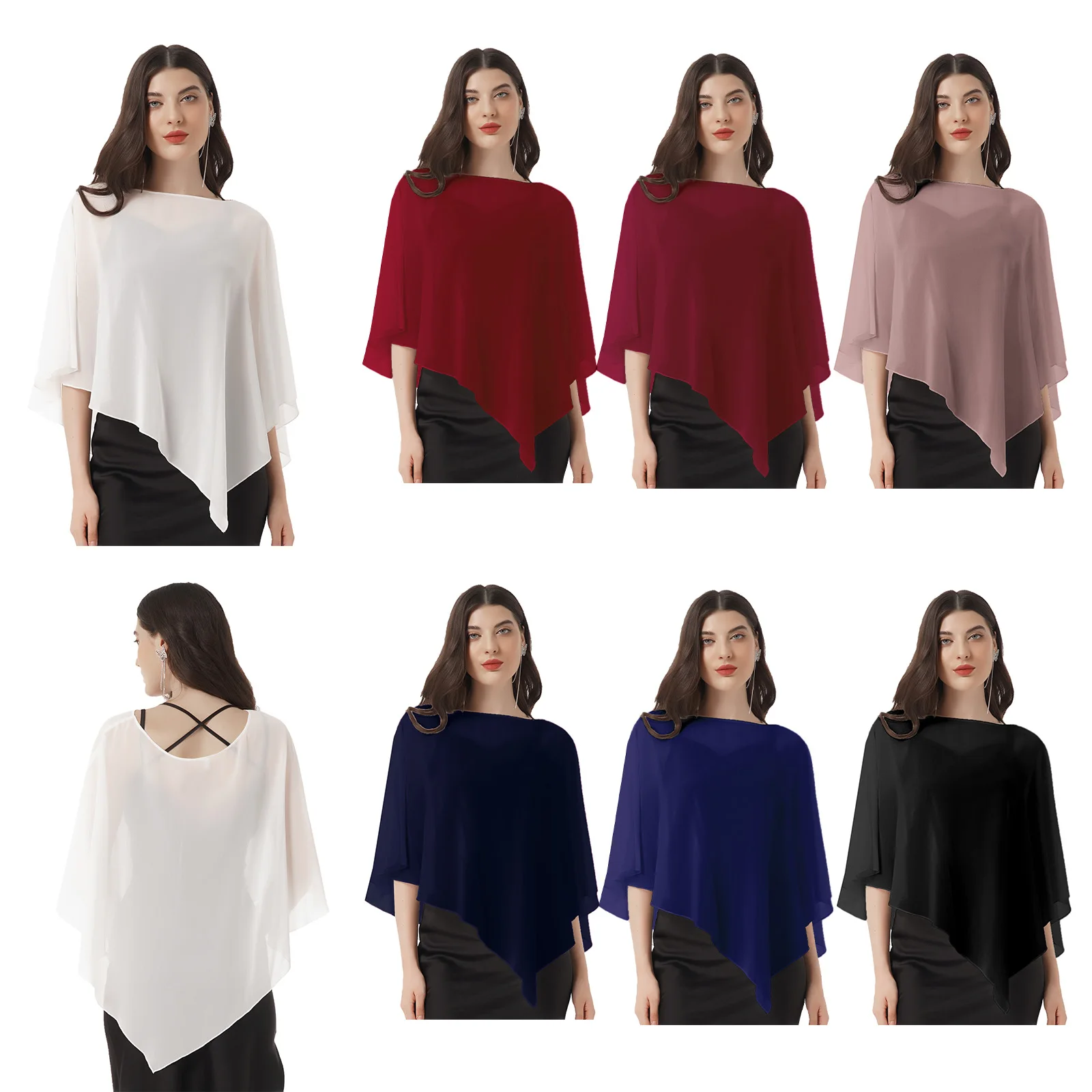 Женская накидка с круглым вырезом шифоновая Пляжная для отпуска топ свадебной